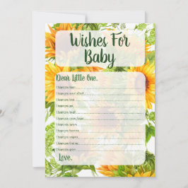 Solblommor Önskemål för babykläder, Gult Inbjudningar