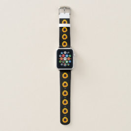 Solblommor Orange Gult Black Apple Watch Band