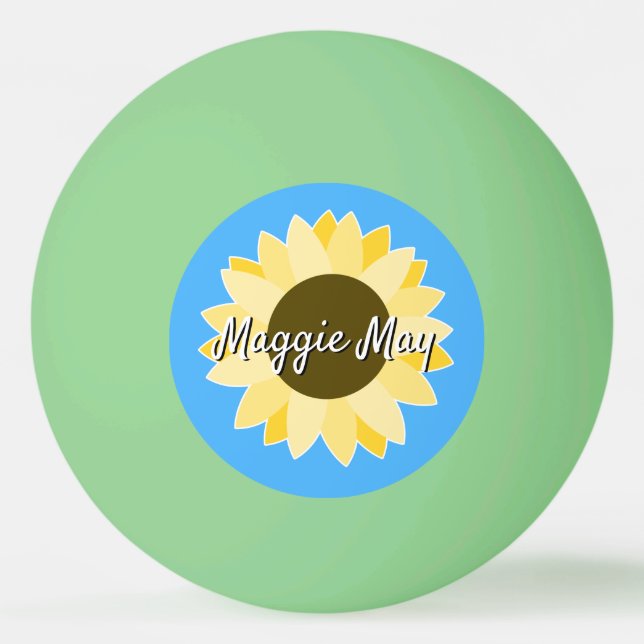 Solblommor på Blue ping Pong boll (Framsidan)