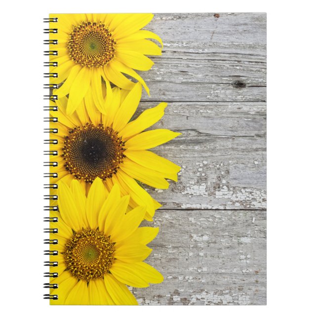Solblommor på bord anteckningsbok med spiral (Framsidan)