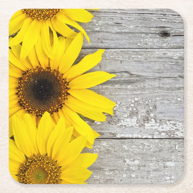 Solblommor på Bord Underlägg Papper Kvadrat (Framsidan)