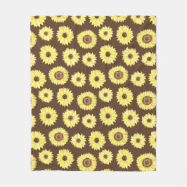 Solblommor på Brown Background Fleece Blanket