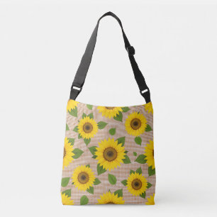 Solblommor på Burlap Axelväska
