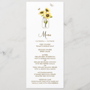 Solblommor på Mason Burk Blommigt Menu Card Meny