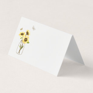 Solblommor på Mason Burk Blommigt Place Card Kort