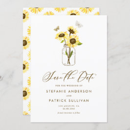 Solblommor på Mason Burk Spara datum meddelande Inbjudningar