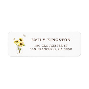 Solblommor på Mason Burk Whimsical Address Label Returadress Etikett