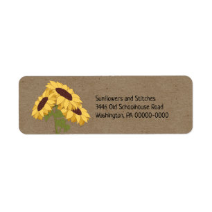 Solblommor på Returadressen Rustic Kraft Returadress Etikett