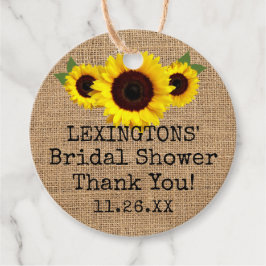 Solblommor på Tacken Burlap Fall Möhippa Gåvor Etiketter