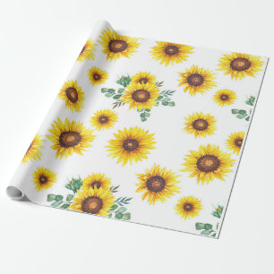 Solblommor på vit bakgrund presentpapper