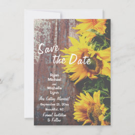 Solblommor på Wood Rustic Save Date Bröllop Inbjudningar