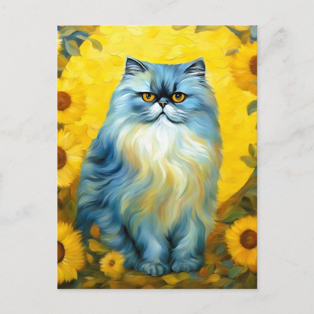 Solblommor Persian Cat Vykort (Framsida)