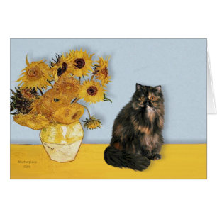 Solblommor - persisk Calico-katt Hälsningskort