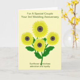 Solblommor Personlig 3:e Bröllop-årsdagen Kort
