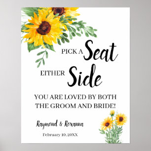 Solblommor Plocka ett säte på endera sidan Bröllop Poster