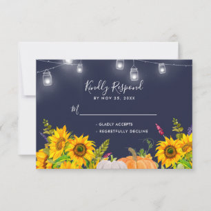 Solblommor Pumpkin String Ljus Rustic Bröllop OSA Kort