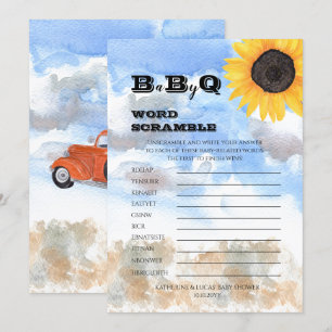 Solblommor Pumpkins Baby Shower Ord Scramble Inbjudningar