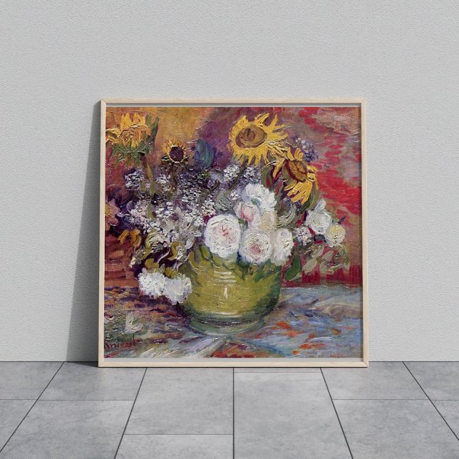Solblommor Ro och andra blommor Vincent van Gogh Fototryck (Skapare uppladdad)