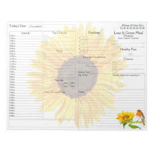 Solblommor Robin Daily Planner 5-1 Food Journal Anteckningsblock