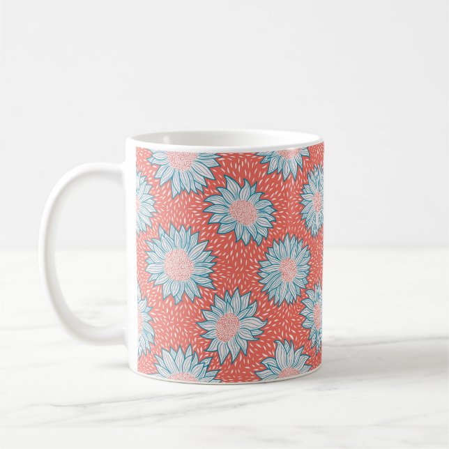Solblommor röd kaffemugg (Vänster)