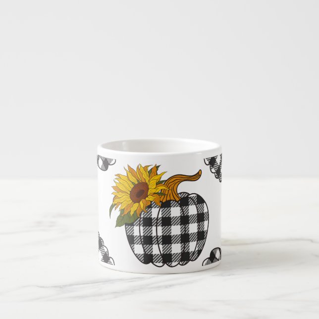 Solblommor, rödpumpa, jordbruksskiva espressomugg (Framsidan)