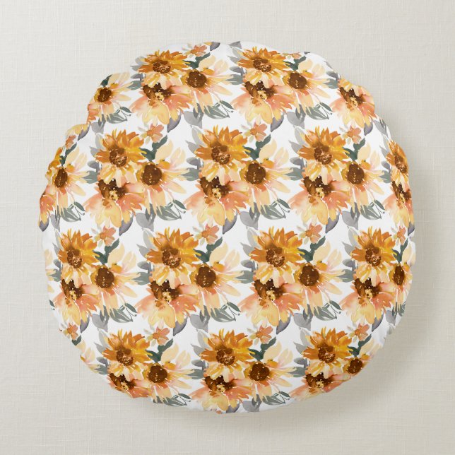 Solblommor Round Pillow Rund Kudde (Framsidan)