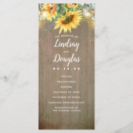 Solblommor Rustic Land Fall Wedding Programs Program