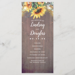 Solblommor Rustic Land Fall Wedding Programs Program