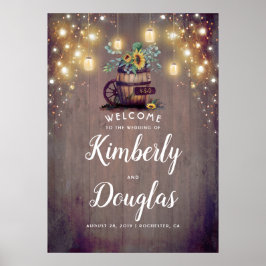 Solblommor Rustic Land Fall Wedding Sign Poster