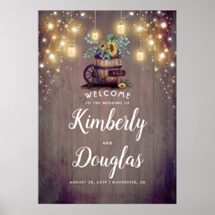 Solblommor Rustic Land Fall Wedding Sign Poster
