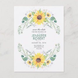 Solblommor Rustic Land Spara datum Meddelande Vykort