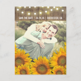 Solblommor Rustic Photo Save Date Postcards Meddelande Vykort