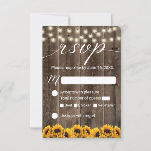 Solblommor Rustic String Ljus Bröllop OSA Kort