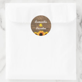 Solblommor & Rustic Wood Personlig Stickers Runt Klistermärke