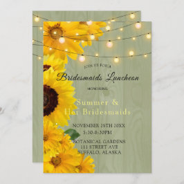 Solblommor Sage Wood Ljus Bridesmaids Luncheon Inbjudningar