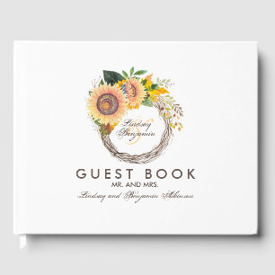 Solblommor Sandedräkt Rustic Fall Wedding Gästböcker