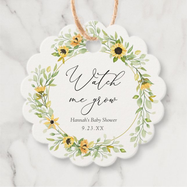 Solblommor Se mig Grow Plant Favor Gåvor Etiketter (Framsida)