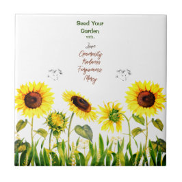 Solblommor "Seed Your Garden" Script Ord Kakelplatta