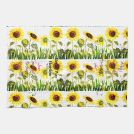 Solblommor "Seed Your Garden" Script Ord Kökshandduk