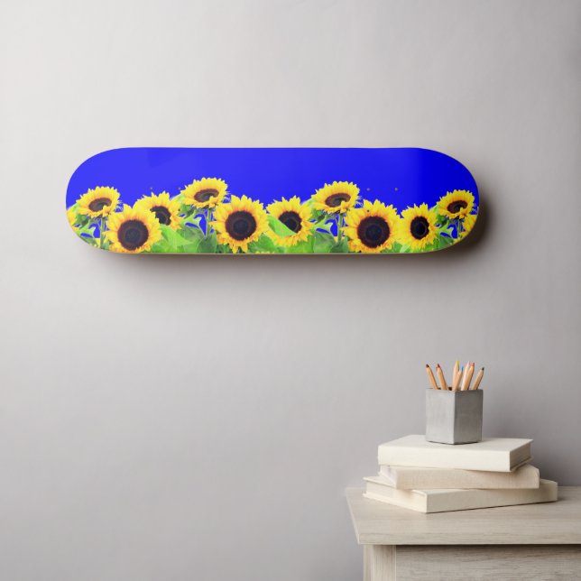 Solblommor Skateboard - Ukraina Flagga Färg (Väggkonst (Horz))