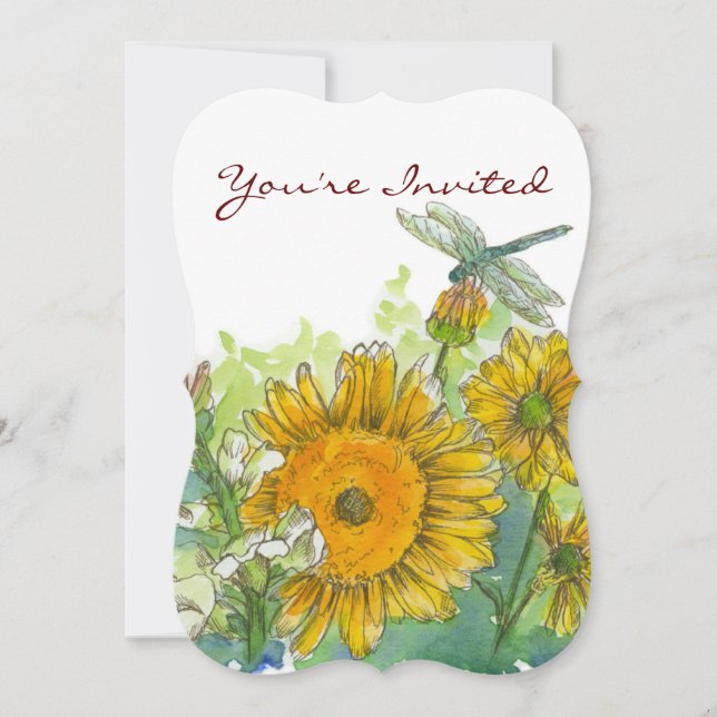 Solblommor Snapdraons Blommor 60:e Födelsedagsfest Inbjudningar (Framsida)