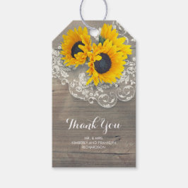 Solblommor Snöre Rustic Land Wood Speciell Presentetikett