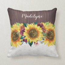 Solblommor Snöre Wood Rustic Namn Monogrammed