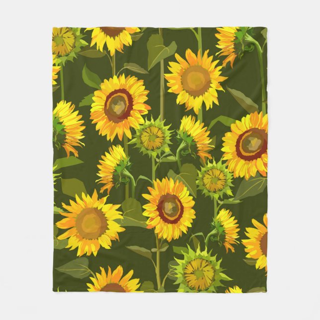 Solblommor Sömlös mönster Fleecefilt (Framsidan)