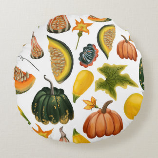 Solblommor Sommar: Vintage Watercolor Mönster Rund Kudde