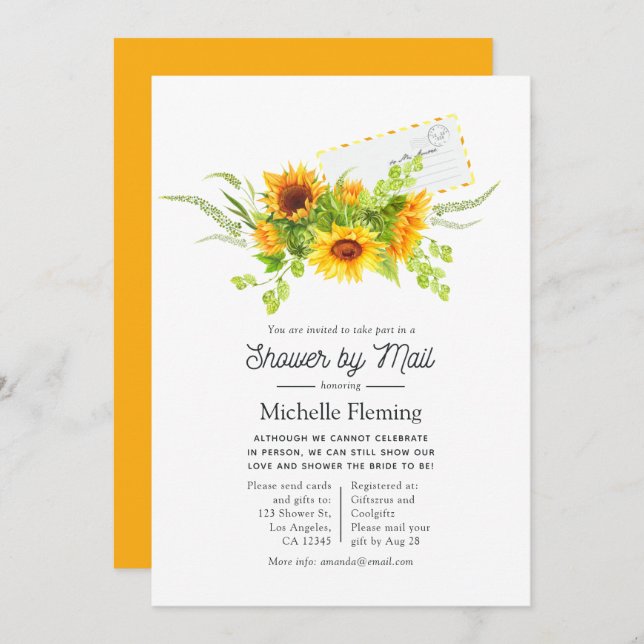 Solblommor, sommartid, Möhippa efter post Inbjudningar (Fram/baksida)