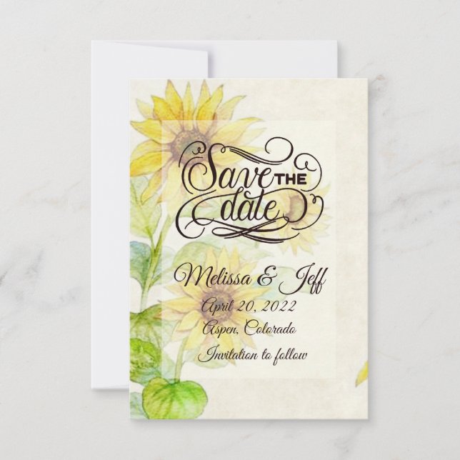 Solblommor sparar datuminbjudan inbjudningar (Framsida)