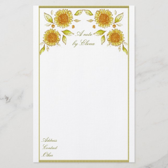Solblommor Stationery Brevpapper (Framsida)
