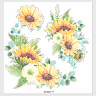 Solblommor Stickers Klistermärken