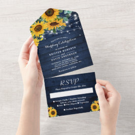 Solblommor String Ljus Rustic Navy Blue Bröllop